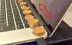 Line Up Coins Over Your Laptop And You Will See The Result After A Few Moments