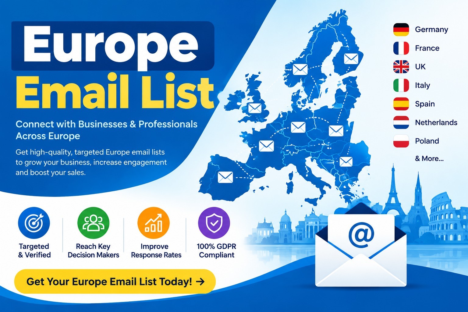 Europe Email List: Reach Targeted Businesses Across European Markets